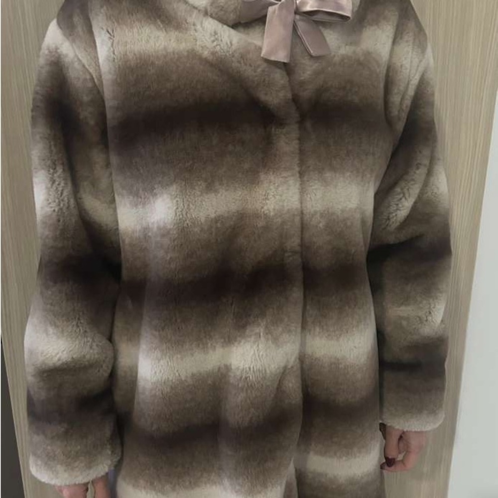 MonnaLisa Striped Brown Teddy Jacket